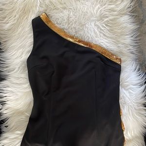 Miss Circle New York evening gown black with gold trim small